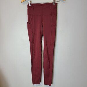 Lululemon Fast and Free Leggings Womens Size 4 Multiple Pockets Red Activewear